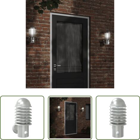 vidaXL Sensor de movimiento -  Lámpara de pared de exterior con sensor acero inoxidable