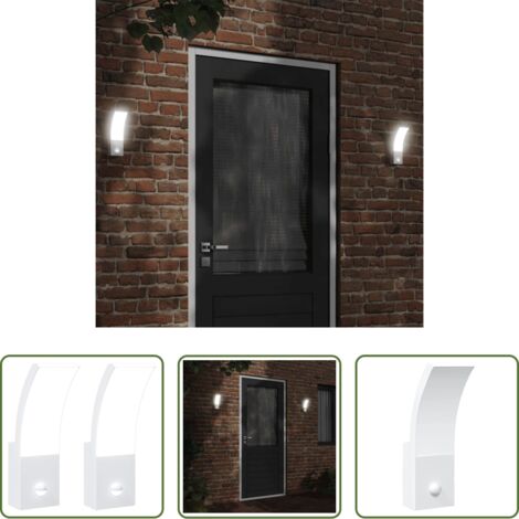 vidaXL Sensor de movimiento -  Lámparas de pared LED exterior con sensor 2 uds aluminio blanco