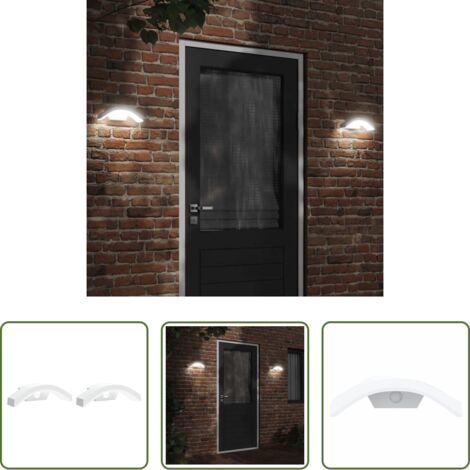 vidaXL Sensor de movimiento -  Lámparas de pared LED exterior con sensor 2 uds aluminio blanco