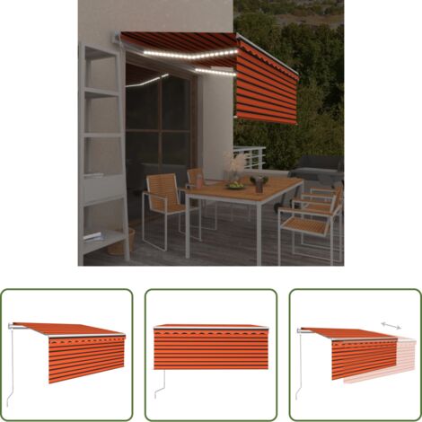 vidaXL Sensor de viento -  Toldo automático persiana LED sensor de viento naranja 3,5x2,5m