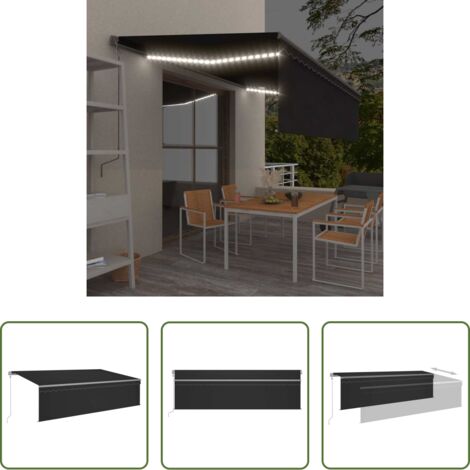 vidaXL Sensor de viento -  Toldo automático persiana LED sensor viento gris antracita 5x3m