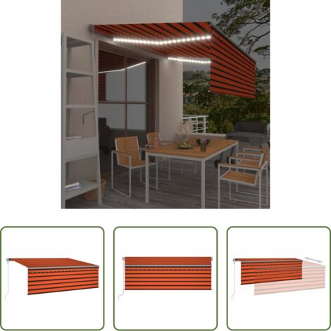 vidaXL Sensor de viento -  Toldo automático persiana LED sensor viento naranja marrón 4x3m