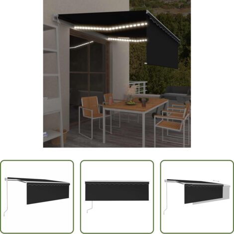 vidaXL Sensor de viento -  Toldo automático persiana LED y sensor viento antracita 4,5x3 m