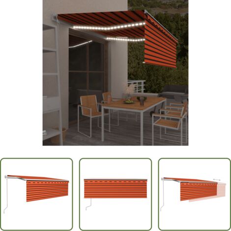 vidaXL Sensor de viento -  Toldo automático persiana LED ysensor de viento naranja 4,5x3m