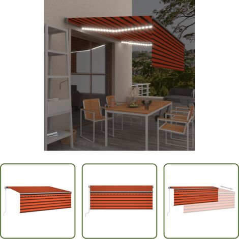 vidaXL Sensor de viento -  Toldo automático persiana LED ysensor de viento naranja 4,5x3m