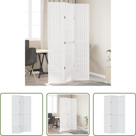 vidaXL Separador de ambientes -  Biombo separador de 3 paneles madera maciza Paulownia blanco