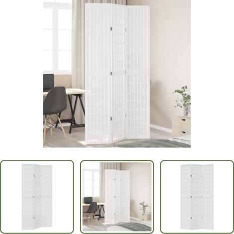 vidaXL Separador de ambientes -  Biombo separador de 3 paneles madera maciza Paulownia blanco