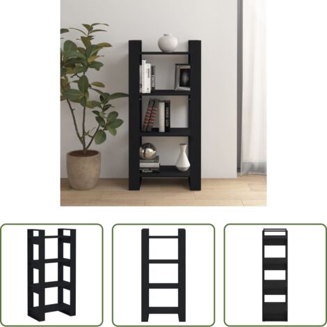 vidaXL Separador de ambientes -  Estantería/divisor de espacios madera maciza negro 60x35x125 cm