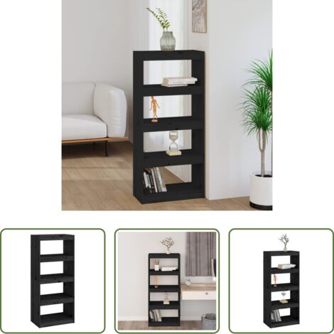 vidaXL Separador de ambientes -  Estantería/divisor de espacios madera pino negro 60x30x135,5 cm