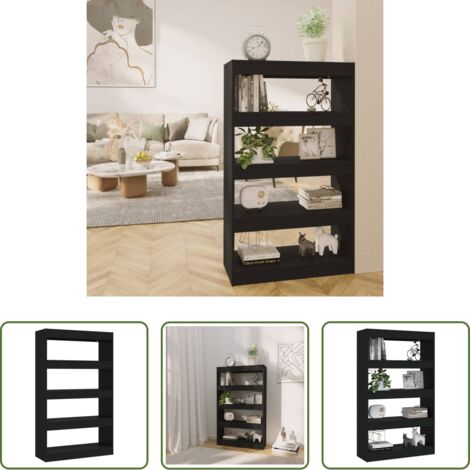 vidaXL Separador de ambientes -  Estantería/divisor madera de ingeniería negro 80x30x135 cm