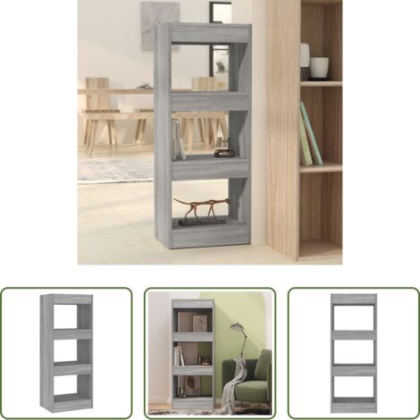 vidaXL Separador de ambientes -  Estantería/divisor madera ingeniería gris Sonoma 40x30x103 cm