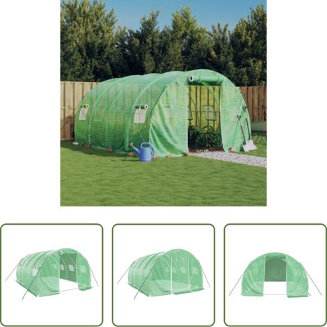 vidaXL Serra 12 m² -  Serra con Telaio in Acciaio Verde 12 m² 4x3x2 m
