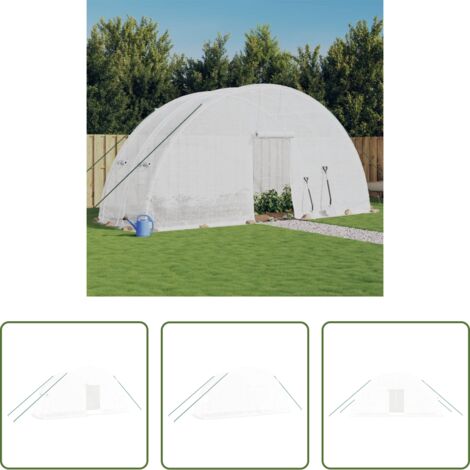 vidaXL Serra con telaio in acciaio - Serra con Telaio in Acciaio Bianco 12 m² 6x2x2,85 m