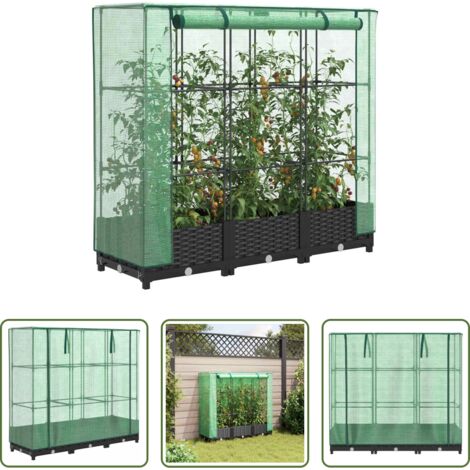 vidaXL Serra -  Letto rialzato con copertura per serra effetto rattan 120x40x123 cm