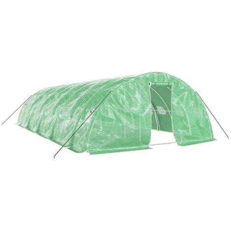 Vidaxl – Serre de jardin polycarbonate 50 m² – Dimensions 10x5x2,3 m – Matériaux acier galvanisé et PE – Circulation d'air optimale avec fenêtres