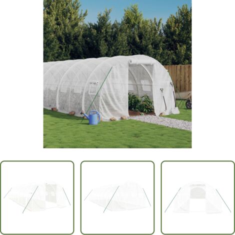 vidaXL Serre en PE -  Serre avec cadre en acier blanc 24 m² 8x3x2 m