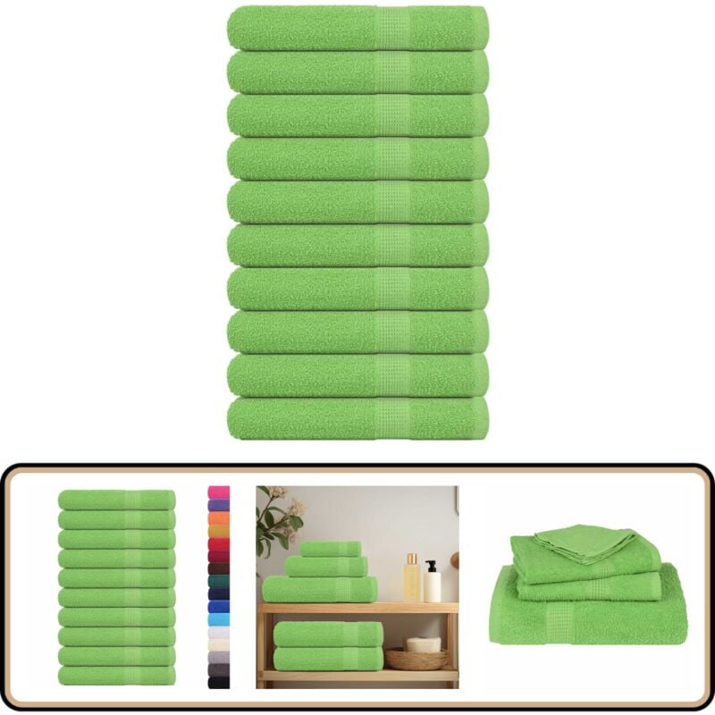 Vidaxl - Serviettes 10 pcs vert pomme 100x200 cm 360 g/m² 100% coton