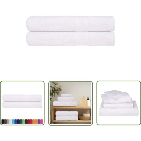 vidaXL Serviettes 2 pcs blanc 100x200 cm 360 g/m² 100% coton