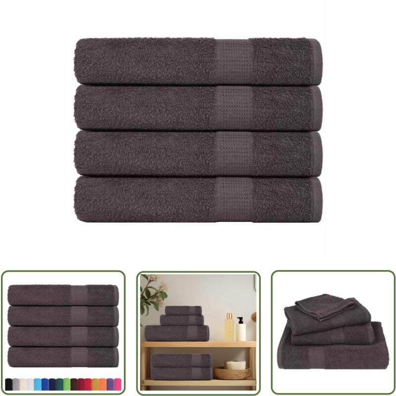 The Living Store - vidaXL Serviettes 4 pcs anthracite 100x200 cm 360 g/m² 100% coton