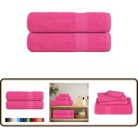 vidaXL Serviettes de bain 2 pcs rose 100x150 cm 360 g/m² 100% coton