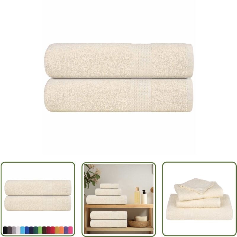 VidaXL Serviettes de douche 2 pcs crème 70x140 cm 360 g/m² 100% coton