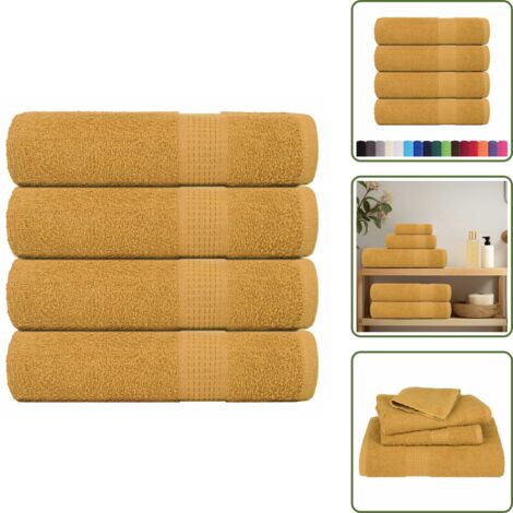 vidaXL Serviettes de douche 4 pcs doré 70x140 cm 360 g/m² 100% coton