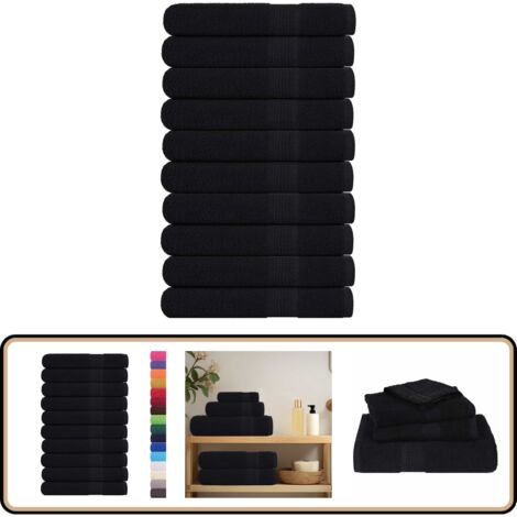 vidaXL Serviettes de sauna 10 pcs noir 80x200 cm 360 g/m² 100% coton