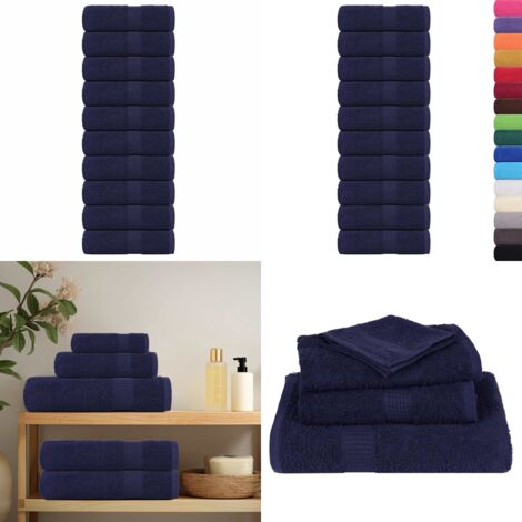 vidaXL Serviettes de visage 10 pcs bleu marine 30x30 cm 100% coton