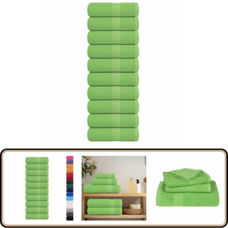 vidaXL Serviettes de visage 10 pcs vert pomme 30x30 cm 100% coton
