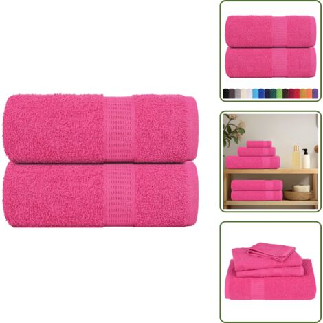 vidaXL Serviettes de visage 2 pcs rose 30x30 cm 360 g/m² 100% coton