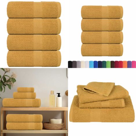 vidaXL Serviettes de visage 4 pcs doré 30x30 cm 360 g/m² 100% coton