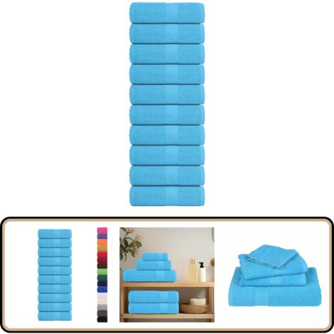vidaXL Serviettes d'invité 10 pcs turquoise 30x50cm 360g/m² 100% coton
