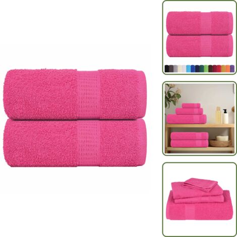 vidaXL Serviettes d'invité 2 pcs rose 30x50 cm 360 g/m² 100% coton