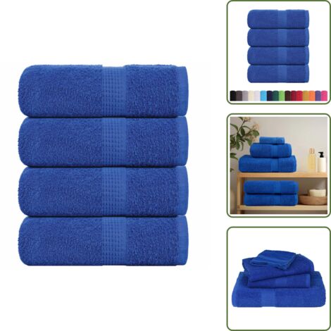 vidaXL Serviettes d'invité 4 pcs bleu 30x50 cm 360 g/m² 100% coton