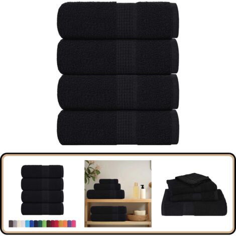 vidaXL Serviettes d'invité 4 pcs noir 30x50 cm 360 g/m² 100% coton