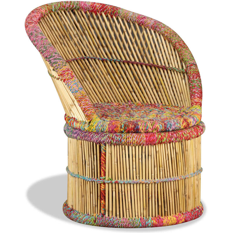 Vidaxl - Sessel Bambus mit Chindi-Details - Mehrfarbig