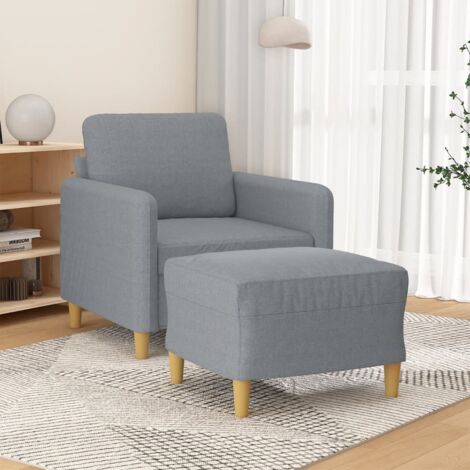 vidaXL Sessel mit Fußhocker Grau 60 cm Stoff