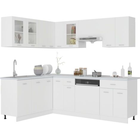 vidaXL Set Armadi da Cucina 11 pz Lyon Bianco in Truciolato