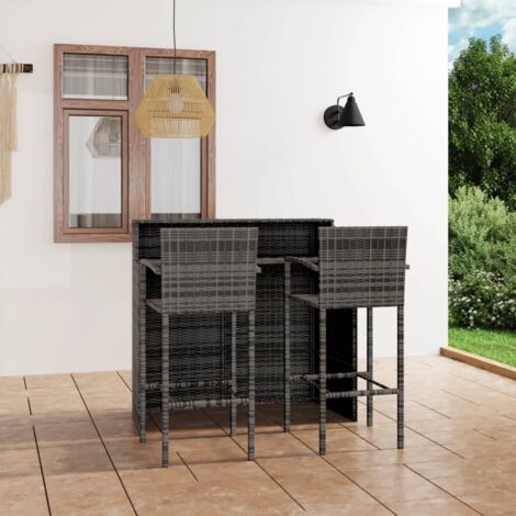 vidaXL Set Bar da Giardino 3 pz Grigio