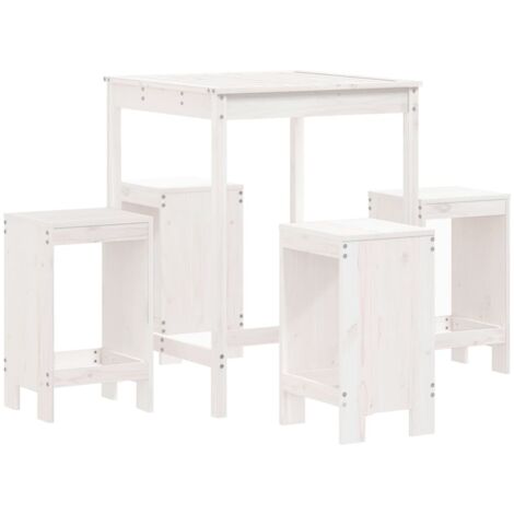 vidaXL Set Bar da Giardino 5 pz Bianco in Legno Massello di Pino