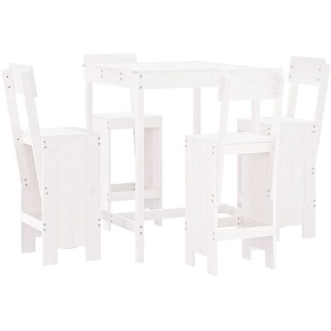 vidaXL Set Bar da Giardino 5 pz Bianco in Legno Massello di Pino