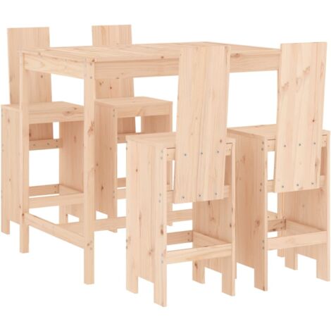 vidaXL Set Bar da Giardino 5 pz in Legno Massello di Pino