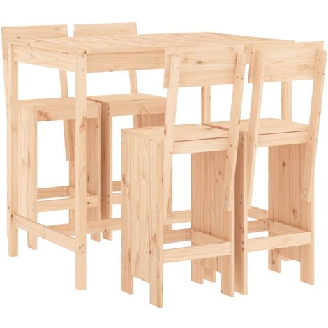 vidaXL Set Bar da Giardino 5 pz in Legno Massello di Pino