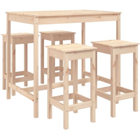 vidaXL Set Bar da Giardino 5 pz in Legno Massello di Pino