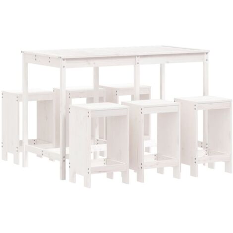 vidaXL Set Bar da Giardino 7 pz Bianco in Legno Massello di Pino