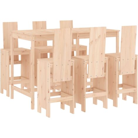 vidaXL Set Bar da Giardino 7 pz in Legno Massello di Pino