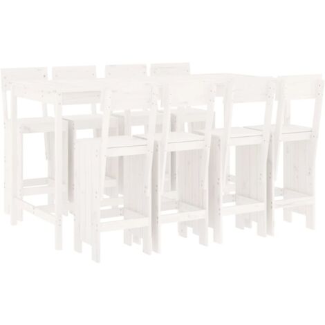 vidaXL Set Bar da Giardino 9 pz Bianco in Legno Massello di Pino