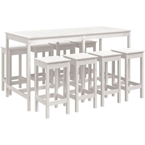 vidaXL Set Bar da Giardino 9 pz Bianco in Legno Massello di Pino