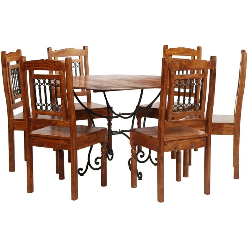 

Vidaxl - Madera Acacia Acabado Sheesham Juego de Comedor 7 Piezas - Marrón