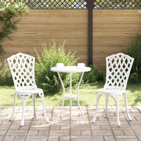 vidaXL Set Bistro da Giardino 3 pcs Bianco Alluminio